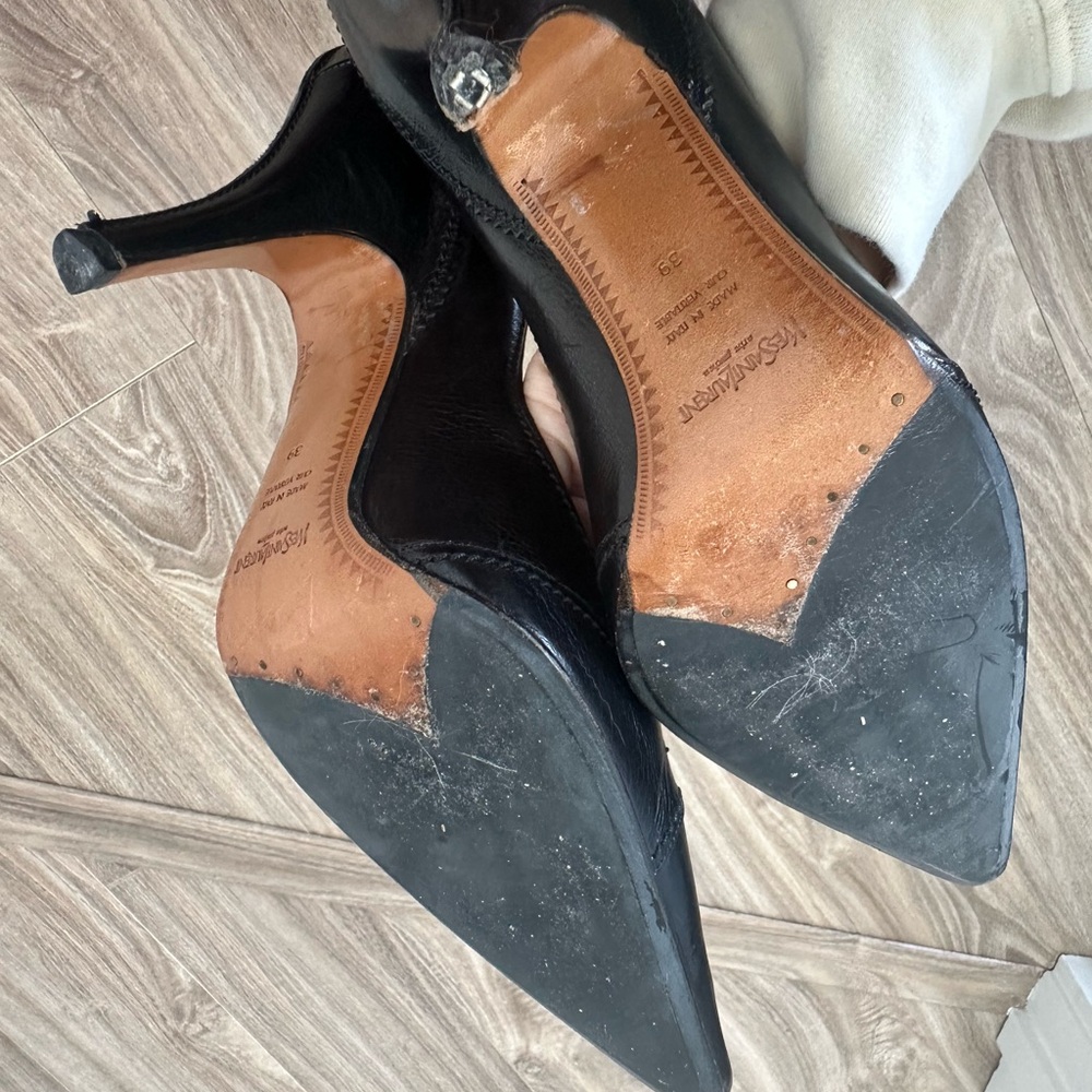 Vintage Yves Saint Laurent Black Leather Heels - Picture 3 of 4